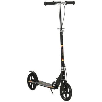 Produktbild von HOMCOM Klappbarer 2-Rad-Roller für Kinder von 7 bis 14 Jahren mit 3-stufig höhenverstellbarem Lenker und Doppelbremse – Schwarz