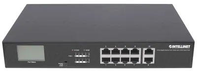 Zdjęcie produktu dla Intellinet 561303, Gigabit Ethernet (10/100/1000), Pełny dupleks, Obsługa PoE, Możliwości montowania w stelażu