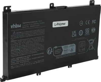 Produktbild von vhbw Akku kompatibel mit Dell Inspiron 15 7000 7567, 15 7000, 15 7000 7559, 15 5576, 15 5577 Notebook (6400 mAh, 11,4 V, Li-Polymer)