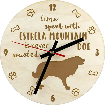 Image de Chien de montagne d'Estrel - horloge avec chien, horloge en bois gravée, horloge personnalisée Art-Dog