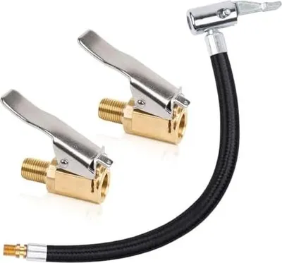 Produktbild von 2 Stück Reifenfüller Schlauch, 20cm Autoventil Adapter mit 8mm Ventilverlängerung Set Hebelstecker Air Chuck Reifenfüllschlauch für Auto Fahrrad Motorrad Kompressor