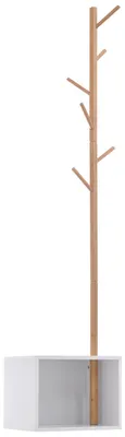 Produktbild von Moderne Garderobe im Baumstil mit Schuhablage, 6 Haken zum Aufh?ngen von Kleidung und Taschen, Flur, Eingangsbereich, 40 x 30 x 180 cm