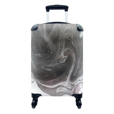 Produktbild von MuchoWow® Koffer Handgepäck Trolley Rollkoffer Kleine Reisekoffer mit 4 Rollen - Marmor - Grau - Weiß - Schwarz - Cabin Size < 55x40x23 cm & 55x40x20 cm - Fotokoffer - Kabinenkoffer - Boardgepäck - Reise-Box - Reisekoffer - Reisegepäck - Koffer mit Bild - Trolley für Kinder