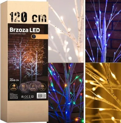 Obrázok produktu pre LED svetielka na vianočný stromček breza 120 cm 96 LED vianočné farebné modré