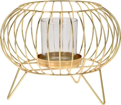 Immagine prodotto di Elegante portacandela dorato su piedistallo – Portacandela decorativo di classe – 16 cm