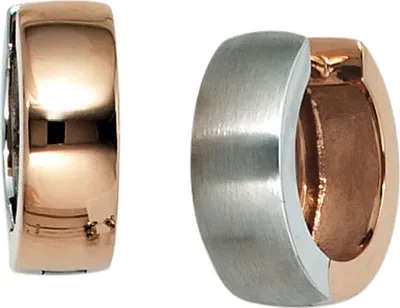 Produktbild von Creole Creolen aus 585 Gold Weißgold Rotgold mattiert Ohrschmuck für Damen