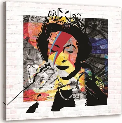 Produktbild von Leinwandbild banksy königin von england 30x30 cm Feeby farbe wandbild bereit zum aufhängen