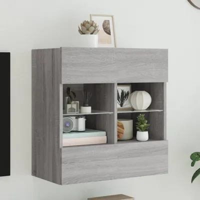 Produktbild von vidaXL TV-Wandschrank mit LED-Leuchten Grau Sonoma 58,5x30x60,5 cm