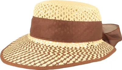 Super luftige zweifarbige Strohschute mit Chiffon Tuch von Hut-Breiter in braun