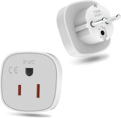 Produktbild von Adapter USA/Deutschland – Set mit 2 Stück – Reiseadapter von US-Steckdose zu EU-Steckdose – Typ A/B zu E/F Reiseadapter – geeignet für Belgien und Polen