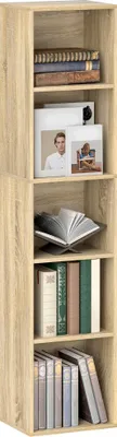 Produktbild von HOMCOM Bücherregal, 5-stufiges Aufbewahrungsmöbel, Aufbewahrungsschrank mit verstellbaren Einlegeböden für Wohnzimmer, Schlafzimmer, Büro, 30 x 24 x 133,5 cm, Naturholz