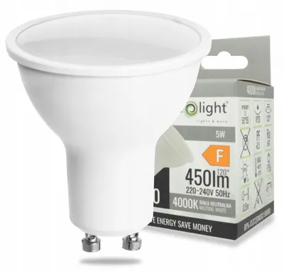 Obrázek produktu pro LED žárovka, reflektor, halogenová patice GU10, 5W, 4000K, neutrální bílá barva, 450 lm