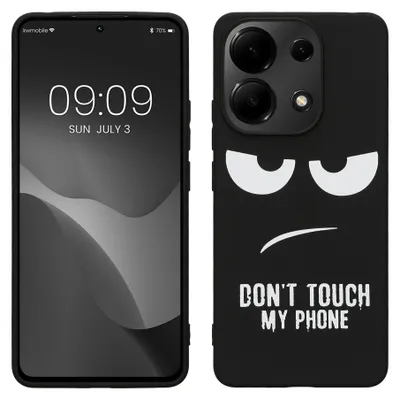 Produktbild von kwmobile Hülle kompatibel mit Xiaomi Redmi Note 13 4G - Handyhülle Silikon Case - Don't touch my Phone Weiß Schwarz