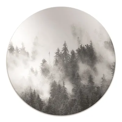 Produktbild von Rundmatte - Stuhlunterlage Bürostuhlunterlage - Rund Ø 100 cm - Bodenmatte - Fußmatte - Nebeliger Wald