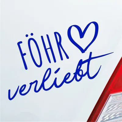 Produktbild von Auto Aufkleber Föhr verliebt Herz Insel Nordsee Liebe Car 19x10 cm Dunkelblau Sticker Heckscheibenaufkleber
