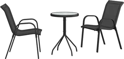 Immagine prodotto di vidaXL Set bistrot da giardino 3 pezzi in acciaio nero