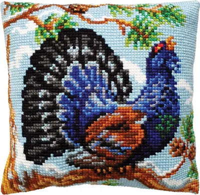 Produktbild von CDA Kreuzstichkissen Set "Auerhahn", bedruckt, 40x40cm