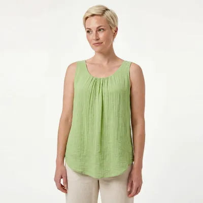 Produktbild von Trägertop Sommer Shirt Innentop blickdichtes Leinenoptik Oberteil 36-48 Damen