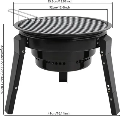 Obrázok produktu pre Prenosný gril na drevené uhlie – skladací gril z uhlíkovej ocele – s grilovacími roštmi – kórejská grilovacia panvica