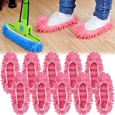 Chenille Schuhüberzieher 5 Paar, weich, waschbar, wiederverwendbar, Rosa