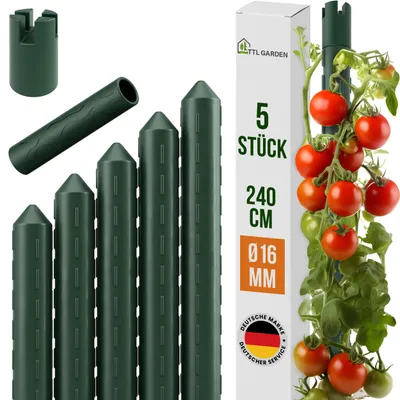 Produktbild von TTL GARDEN Rankstäbe 5er Set 240cm 16mm extra stabil Pflanzenstütze