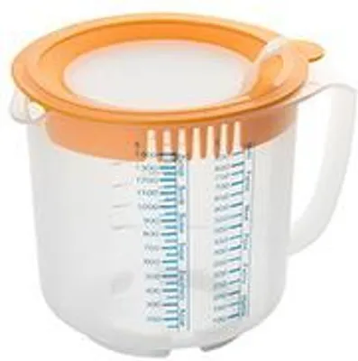 Produktbild von Dr. Oetker Mess- und Rührbecher 1,4 L, Messbecher mit unterschiedlichen Messskalen, Rührbecher mit Spritzschutz, Becher aus hochwertigem Kunsstoff (Farbe: Orange/Transparent) - spülmaschinengeeignet