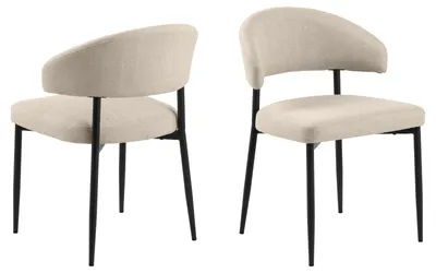 Zdjęcie produktu dla Krzesło tapicerowane „Edina” (zestaw 2 szt.) w kolorze beżowym, poliester, stal – 56 x 77 x 55 cm (szer. x wys. x gł.)
