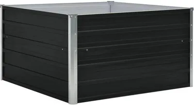 Obrázek produktu pro Čtvercový antracitový pozinkovaný záhon – 100 × 100 × 45 cm – odolný záhon pro zeleninu, bylinky a květiny