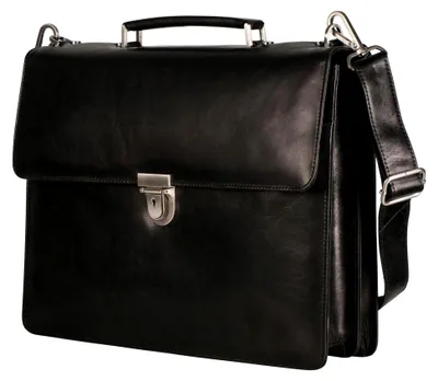 Produktbild von Lederne Aktentasche mit Laptopfach in Schwarz