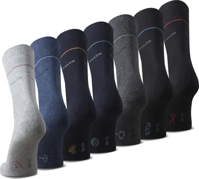 Obrázok produktu pre Pánske ponožky TOM TAILOR, balenie 7 kusov - 7-Days Box, darčeková krabička, pruhy, malá potlač čierna/sivá/modrá 43-46