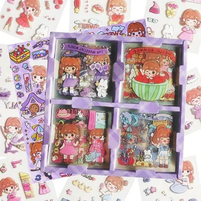 Image de Autocollants kawaii représentant des mini-figurines pour bullet journal et album de scrapbooking : accessoires en papier à faire soi-même