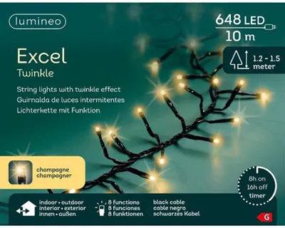 Obrázek produktu pro Lumineo LED světelná řetěz Excellent Twinkle černá 10 metrů 648 světel - měkká zlatá