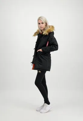 Produktbild von Alpha Industries Lange Jacke mit Kapuze und Fellbesatz Größe: S