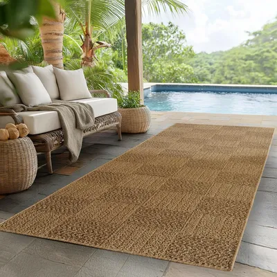 Image de Ayyildiz | Tapis d'extérieur Timber - 120 cm x 170 cm - Beige - Résistant aux intempéries - Style naturel