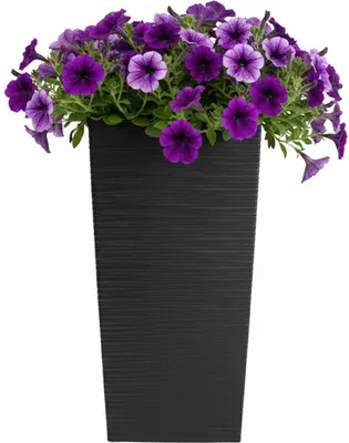 Produktbild von HowHomely | Pflanzgefäß - Blumenkübel - B35xH68 cm - schwarz - Rillenstruktur - Blumentopf - Übertopf