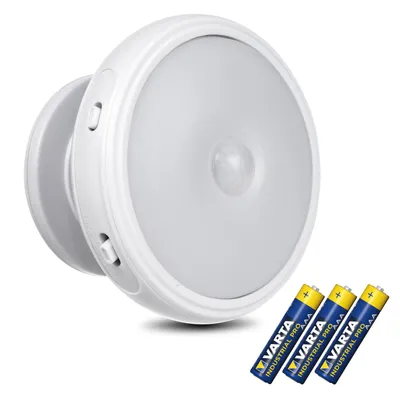 Produktbild von LED-Lampe mit Maclean-Bewegungssensor Magnet Hintergrundbeleuchtung Lichtmodi: Dauerlicht PIR-Sensor 3xAA MCE223 + 3 x Varta Industrial Batterie