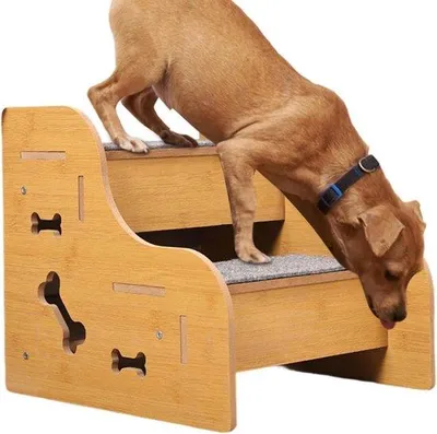 Productafbeelding van Huisdiertrap - Hondenladder - Hulp bij opstaan - Antislip en wasbaar - 35 x 31 x 6 cm - Grijs