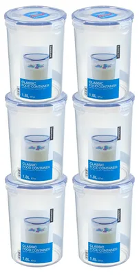 Produktbild von LocknLock 6er SET HPL933D Vorratsdosen RUND Frischhaltedosen 1,8 L - Ø 142 x 186 mm Höhe - Lebensmittelbehälter Zucker Aufbewahrung Salatdressing und Soßen - Lock and Lock Dosen-Boxen Meal-Prep