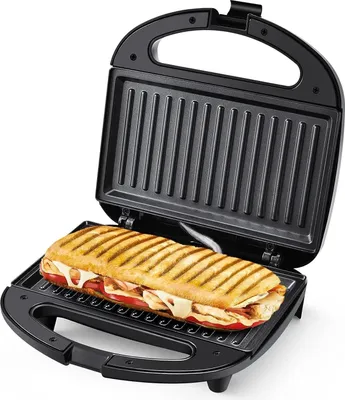 Produktbild von YASHE Sandwichmaker ABS07A-G, 750 W, Antihaft, Temperaturautomatik, Schwarz