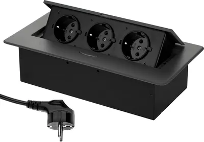 Produktbild von Versenkbare Aluminium Einbausteckdose 3-fach I graphite