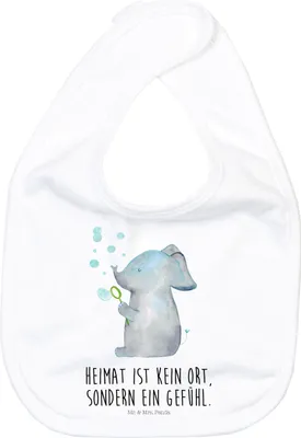 Produktbild von Mr. & Mrs. Panda Lätzchen Elefant Seifenblasen - Weiß - Geschenk, Lustige Sprüche, Babylätzchen, Für Babys, Liebe, Elefanten, Sabberlätzchen, Heimat, Baumwolle
