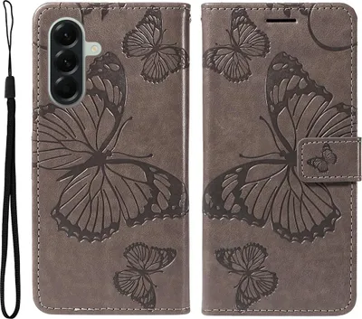 Produktbild von Samsung Galaxy A57 Hülle - Coverup Schmetterlinge Klapphülle - Taupe Grau