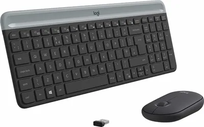 Produktbild von Logitech MK470 Slim Combo Kabelloses Tastatur-Maus-Set, 2.4 GHz Verbindung via Nano-USB-Empfänger, 10m Reichweite, 18-Monate Batterielaufzeit, PC/Laptop, Deutsches QWERTZ-Layout - Graphit