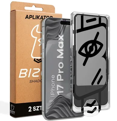 Produktbild von Gehärtetes Glas mit Privatschutzfilter und Applikationsrahmen für iPhone 17 Pro Max, Bizon Glass Aplikator Shadow, 2 Sets
