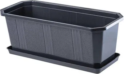 Obrázek produktu pro Obdélníkový květináč s podšálkem pro vnitřní i venkovní použití - Udržitelný plastový květináč (40 cm, antracit)
