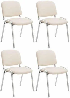 Produktbild von CLP 4er Set Stühle Ken Chrom Kunstleder gepolstert creme