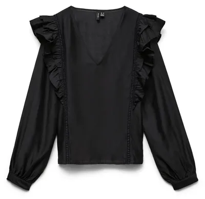 Produktbild von Vero Moda VMBLISS Top, Bluse, Erwachsener, Weiblich, Schwarz, M, V-Ausschnitt