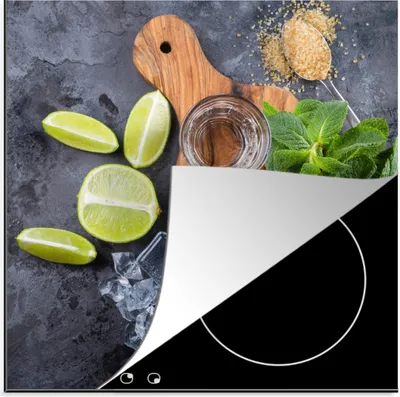 Produktbild von KitchenYeah© Herdabdeckplatte Schneidebrett - Glas - Obst - Zitrone , 78x78cm, Küche Deko, Glaskeramikkochfeld Herdabdeckung, Abdeckplatte fùr Kochfeld
