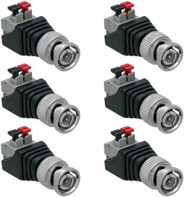 Produktbild von 6X BNC Adapter Stecker > 2-Pin Terminal Block Druck Klemmen BNC Kabel Verbinder