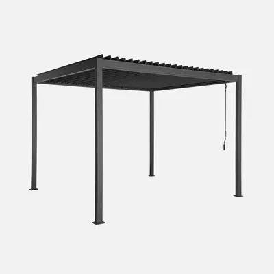 Immagine prodotto di Pergola bioclimatica 3x3m in alluminio e acciaio con lamelle orientabili, Antracite